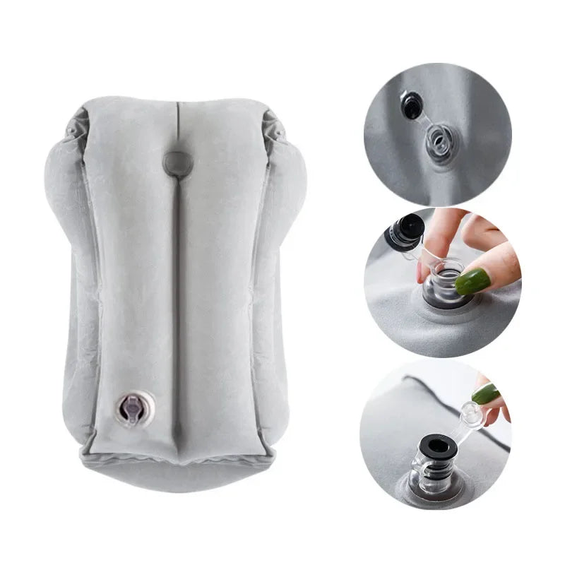 Inflatable Travel Pillow, New Model, Portable Chin Support, Neck Pillow for Airplane, Car, Bus, Train, Office, Nap Rest