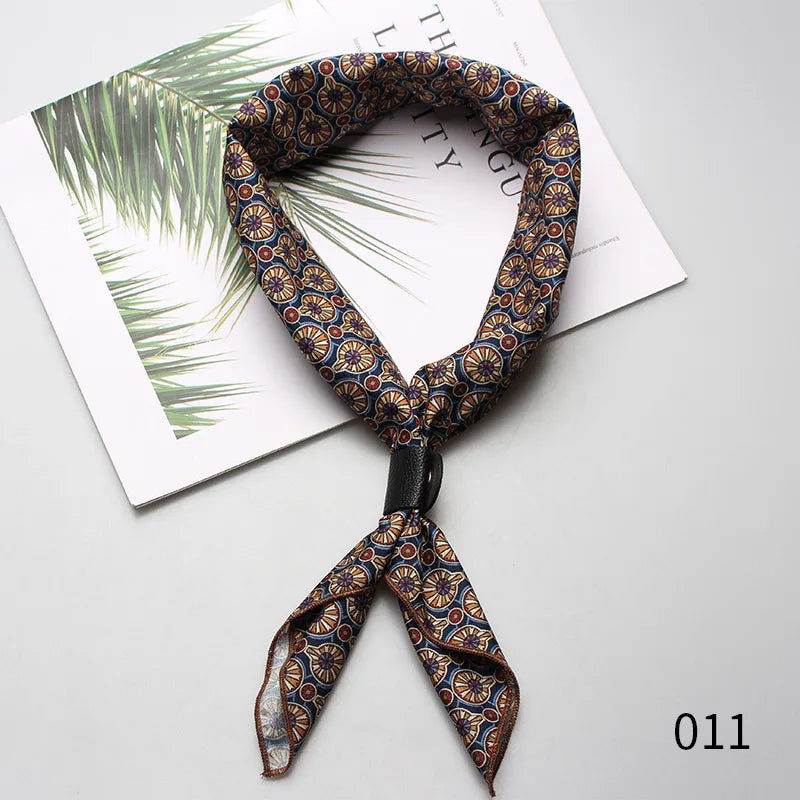 Pañuelo de seda cuadrado pequeño de 60 x 60 cm para hombres, mujeres, niños, niñas, accesorio de lujo, corbata Ascot