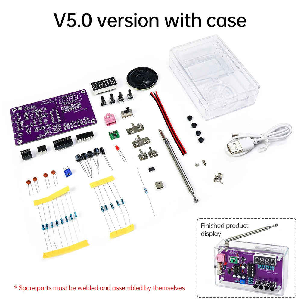 Kit électronique radio FM réglable avec affichage numérique, soudure de pratique de projet, mort, bricolage, 87-108MHz, RDA5807S
