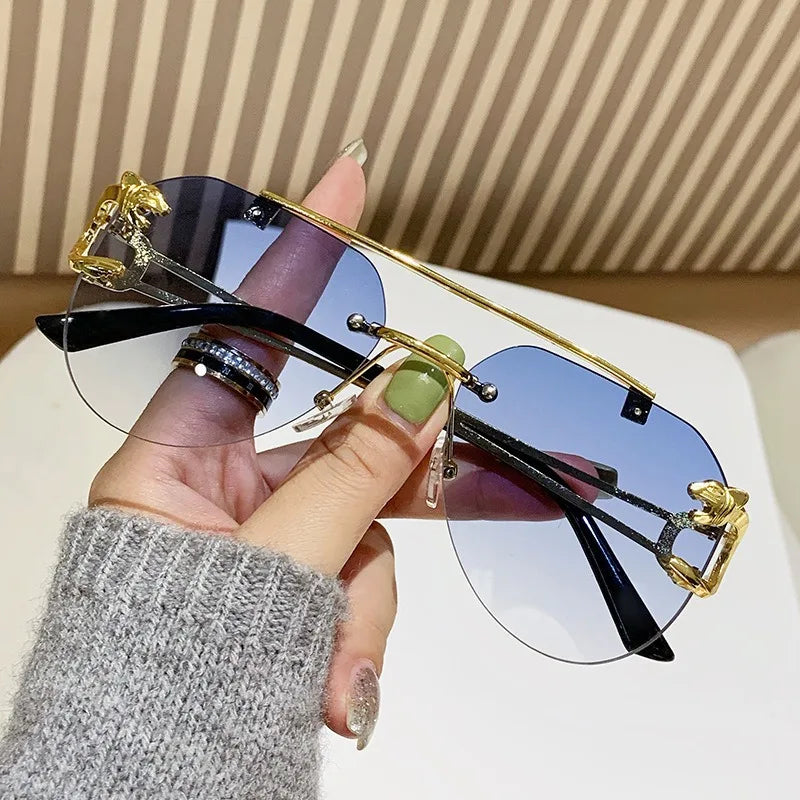 Lunettes de soleil sans monture pour femmes — vintage, UV400, hommes, nuances soleil