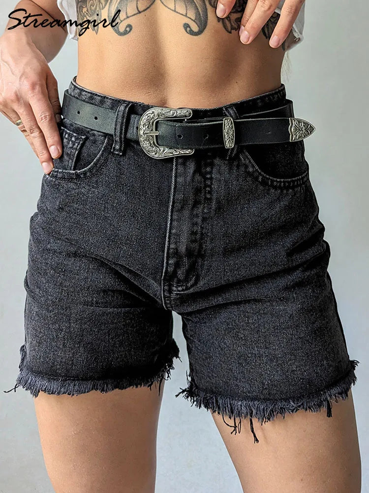 Streamgirl Blue Women's Denim Shorts Summer High Waist Casual Chic Loose Jean Shorts for Women Summer 2025 Denim Short Woman