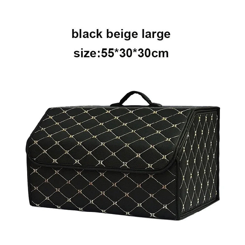 Caja de almacenamiento para maletero de coche, de gran capacidad, herramientas multiusos para automóvil, bolsa de almacenamiento, almacenamiento, cuero, plegable para emergencia