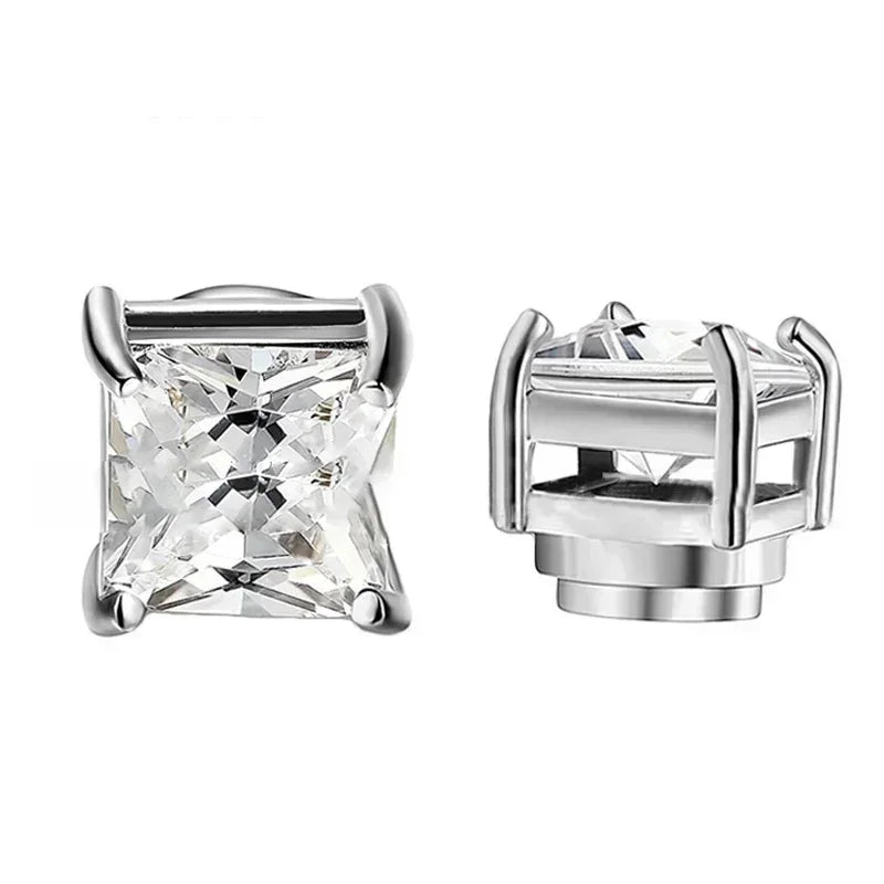 1 paire de boucles d'oreilles magnétiques fortes en cristal pour hommes et femmes, boucles d'oreilles Punk rondes en Zircon, bijoux Non percés