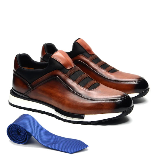 Diseño clásico de marca, alpargatas casuales para hombre, de cuero vacuno genuino, hechas a mano, sin cordones, a la moda, zapatillas mocasines para hombre, zapatos para hombre