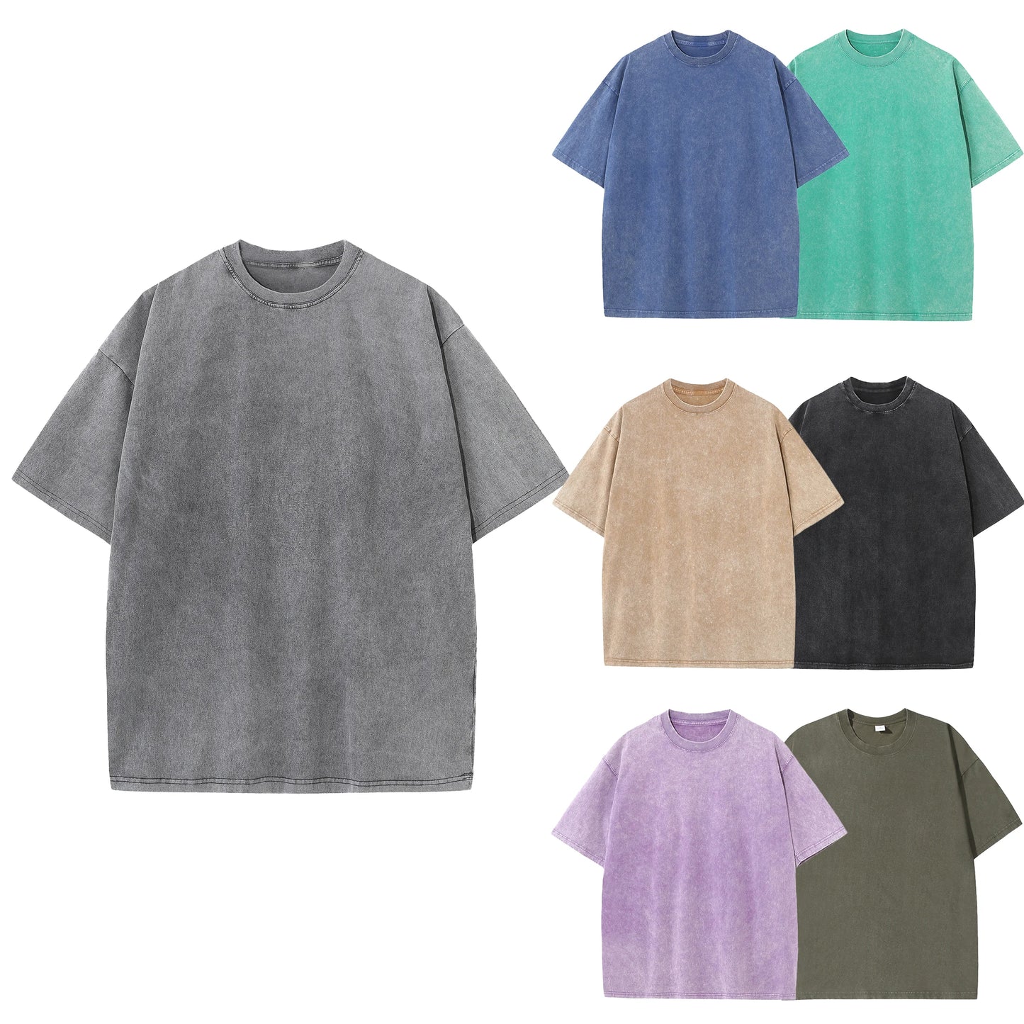 Camiseta de verano para hombre, 100% algodón, retro, hombro caído, color liso, holgada, informal, transpirable, casual