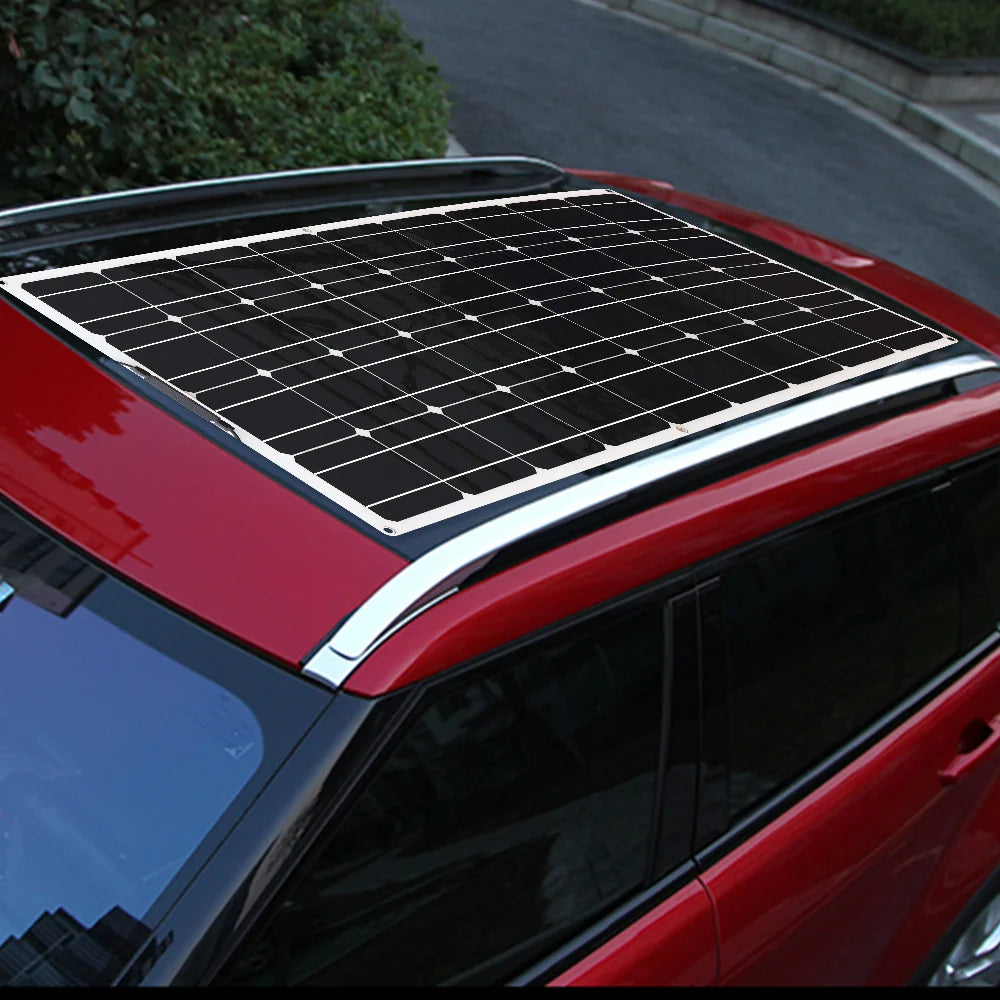 Panneau solaire souple 120W 12V monocristallin — semi-flexible, camping-car, van, bateaux, surfaces inégales