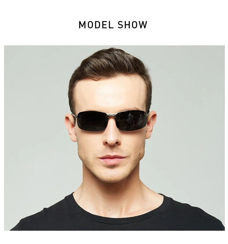 Lunettes de soleil polarisées classiques en métal pour hommes, mode, conduite, pêche, demi-monture, rétro, marque de luxe, lunettes de créateur, UV400