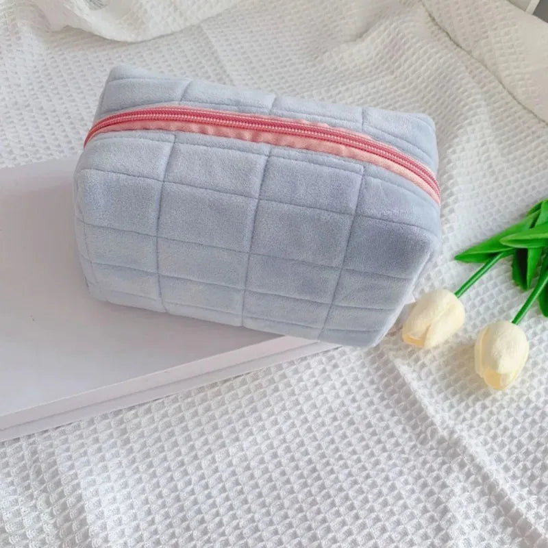 Pochette Cosmétiques en Peluche Douce — Organisateur Voyage Couleur Unie Femme