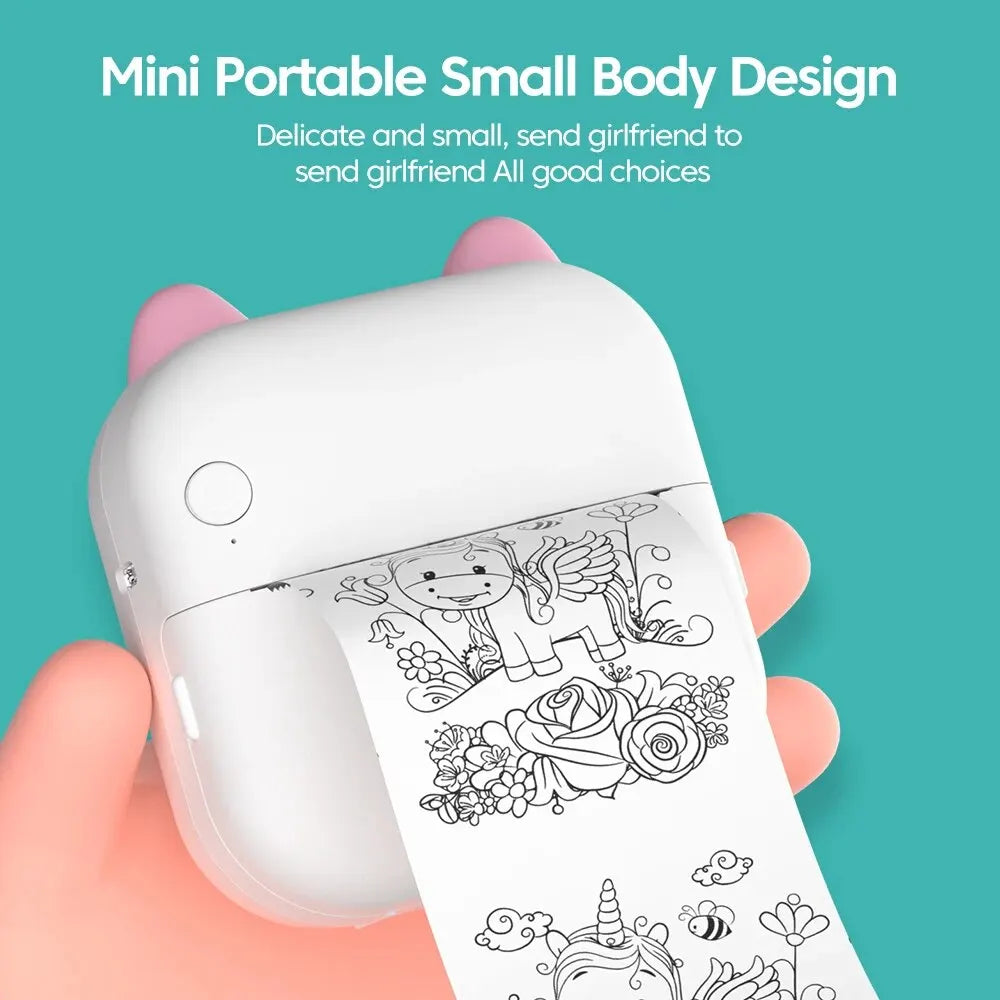 Mini impresora, impresora térmica portátil para pegatinas sin tinta compatible con iOS y Android, etiquetas de impresión fotográfica inalámbrica