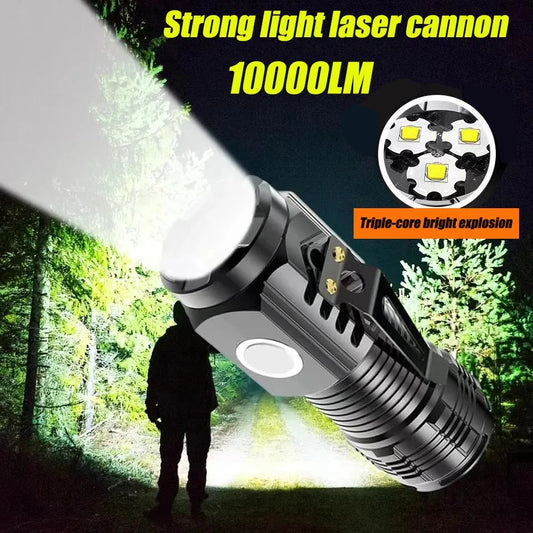 Rechargeable LED High-Power Flashlight, Multifunctional Long-Range Portable Mini Flashlight for Outdoor and Home, Clip-on Cap Light