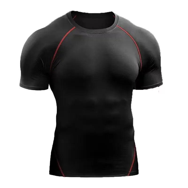 Men's Fitness Apparel, Outdoor Sports, Quick-Dry Short Sleeve T-Shirt, Professional Training, Running, Stretchy, Slim Fit, Yoga