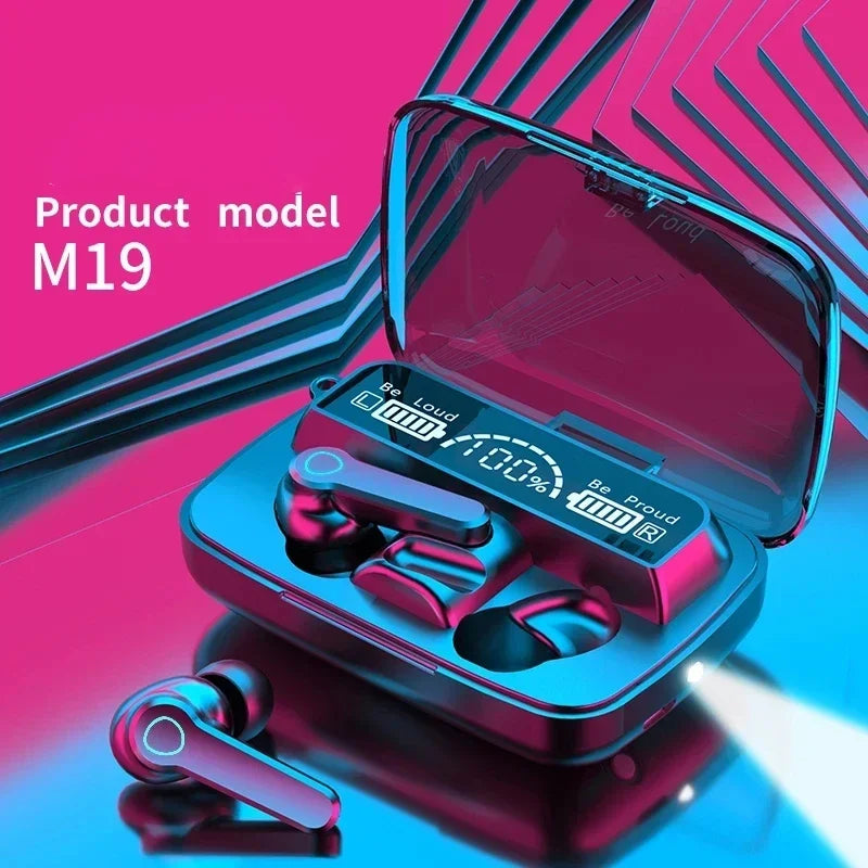 M19 TWS Bluetooth Wireless Earbuds, Smart Touch Control, Waterproof, LED Display, with Mic