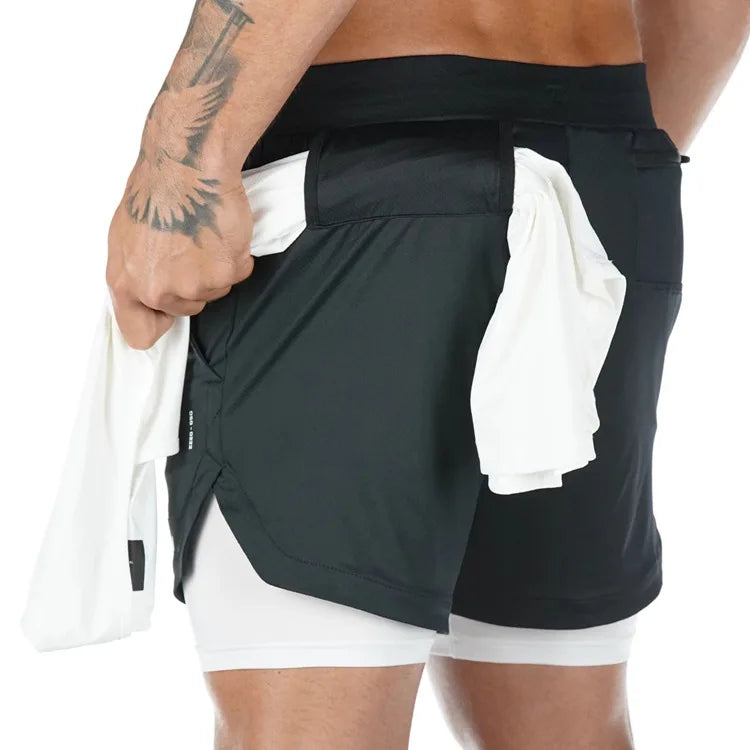 Short de course camouflage pour hommes, Short de sport 2 en 1, séchage rapide, entraînement, Fitness, Jogging, pantalons courts d'été pour hommes