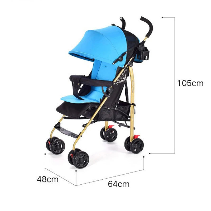 Cochecito de bebé CBX500 con asa dorada, se puede sentar y acostar, cochecito plegable ultraligero, cochecito de viaje y para exteriores