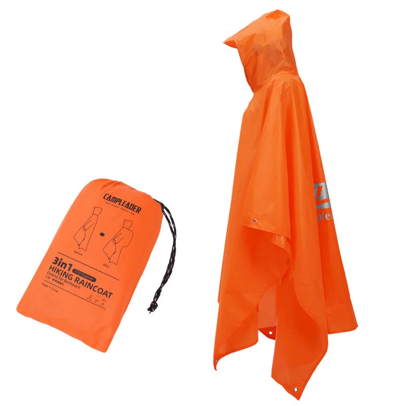 Manteau imperméable d'extérieur 3 en 1, manches longues à capuche, Poncho de pluie imperméable pour moto, Camping, randonnée, voyage, tente