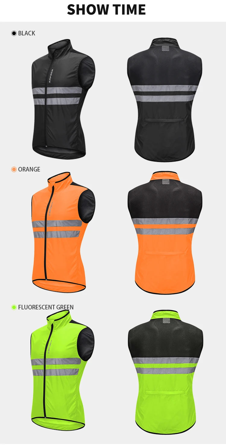 Gilets de cyclisme nuit sécurité pour hommes — sans manches, sport, VTT, vêtements vélo route