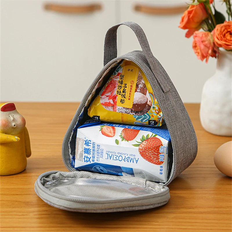 Mini sac isolant triangulaire en aluminium, refroidisseur thermique, fourre-tout pour étudiant, sac boule de riz, boîte à déjeuner, sacs de transport pour déjeuner Bento
