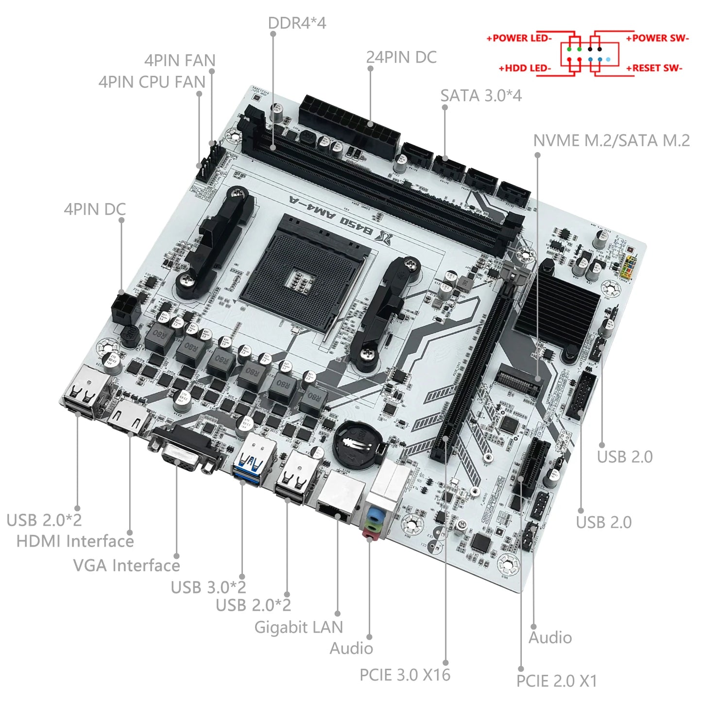 MACHINIST-Carte mère B450, processeur AMD, canal touristique, mémoire DDR4, carte mère AM4, M.2 NVcloser, prend en charge Ryzen 5500, 5600, 5600G CPU