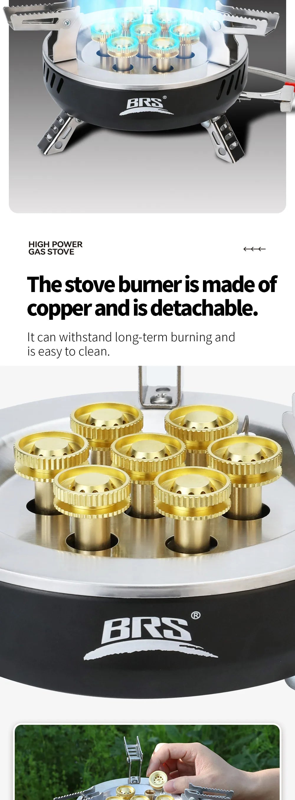 BRS – cuisinière à gaz de Camping 3/7 cœurs, brûleur touristique Portable haute puissance, allumage électronique extérieur, four de Camping, équipement de pique-nique
