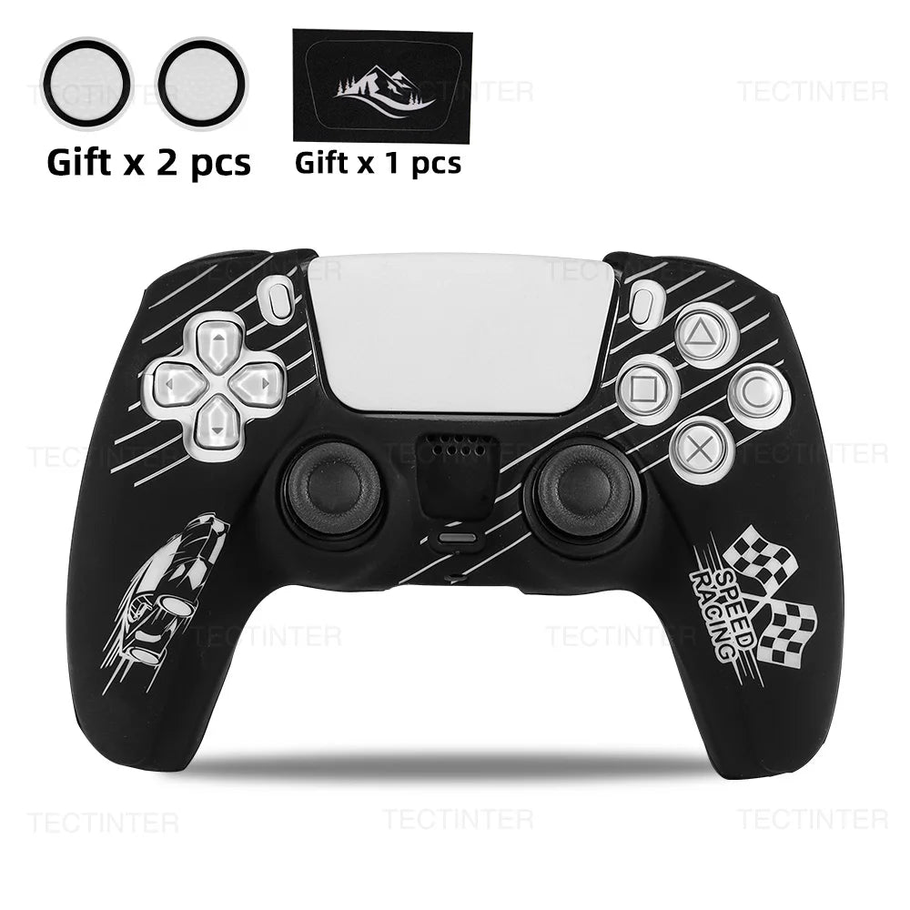 Funda de silicona protectora para mando de PS5, antideslizante, protectora, para gamepad de PlayStation 5, accesorios con agarres