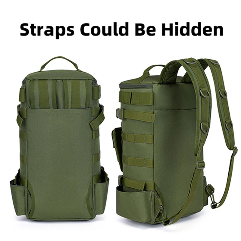 Sac à dos de pêche tactique, sac de matériel avec porte-canne, rangement d'équipement de poisson Molle Camping randonnée sac multifonctionnel en plein air