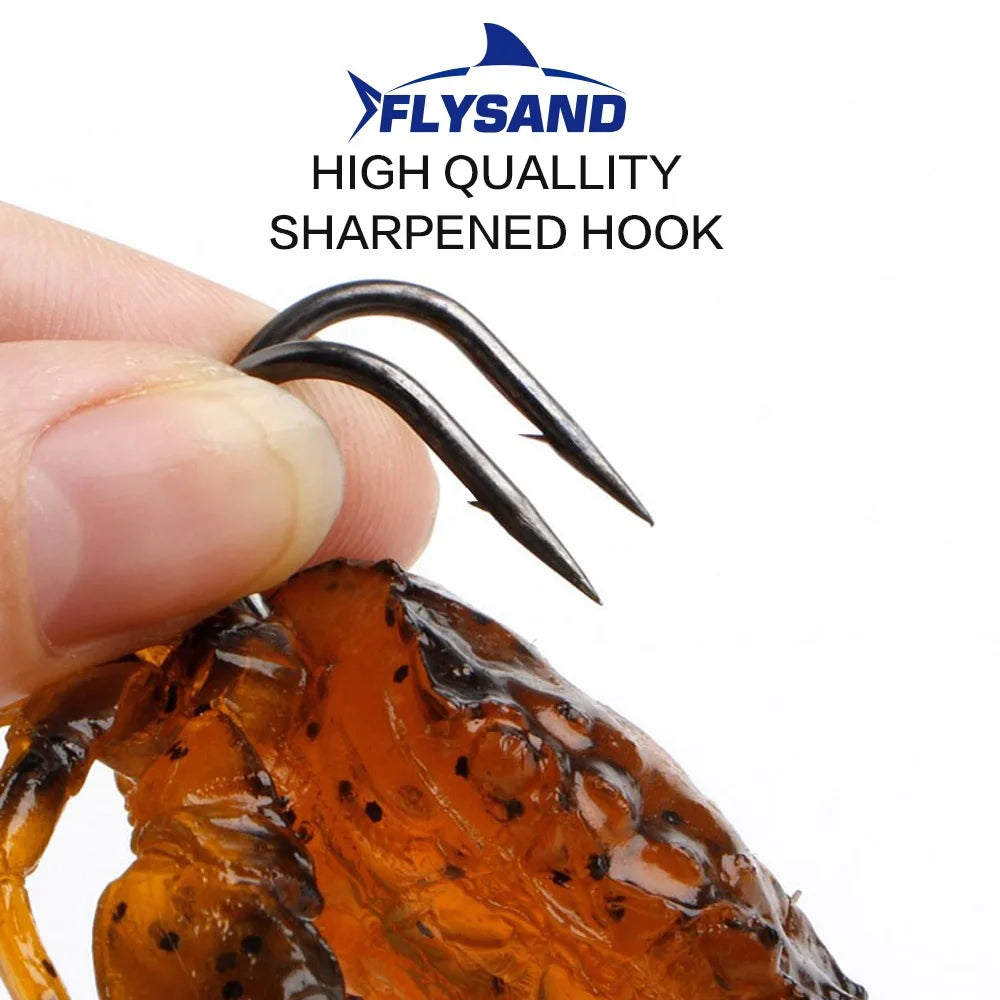 FLYSAND bionique crabe Silicone appât souple artificiel réaliste crochet pointu leurre de pêche poisson d'eau douce gabarit tête appâts matériel de pêche