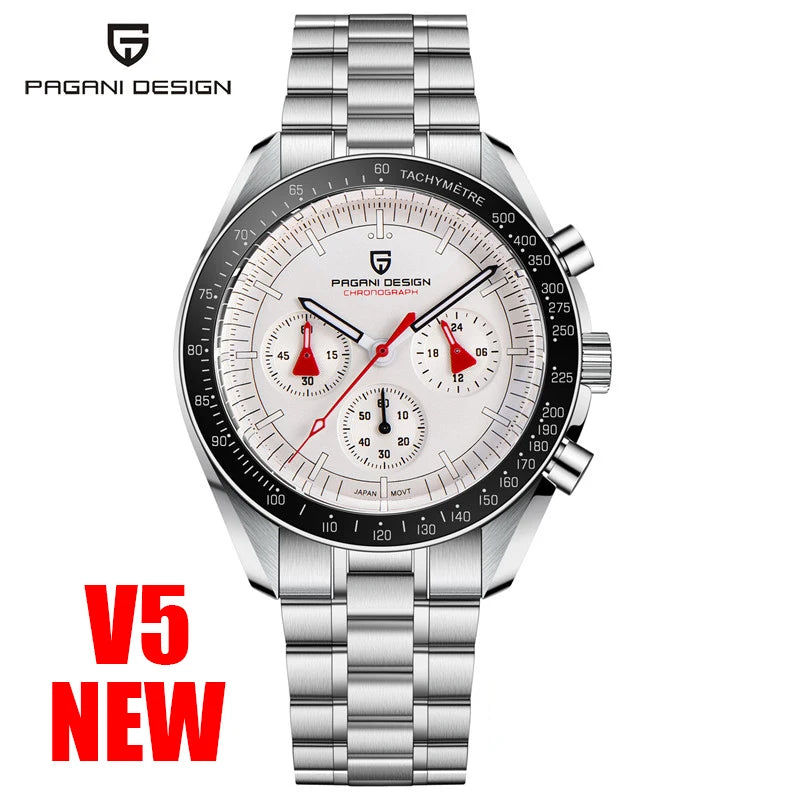Montre à quartz de luxe pour hommes — chronographe VK63, miroir saphir AR, lumineuse, cadeau 2025
