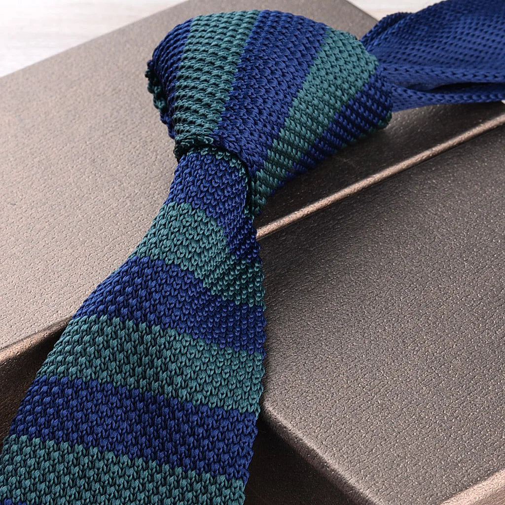 Corbatas de punto retro con rayas para hombres, estilo británico informal, formal de negocios, azul marino, rojo, marrón, corbatas hechas a mano, corbatín para esmoquin