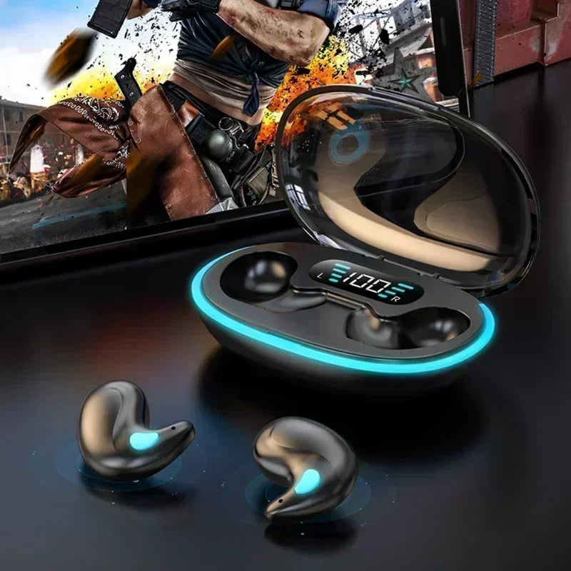 Écouteurs de couchage sans fil mini — casque travail, TWS Bluetooth, stéréo, cachés, micro HD, appel, étanche