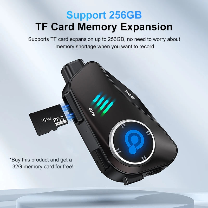 Casque de moto Bluetooth mains libres — étanche, vidéo 1080P, dashcam intégrée, carte TF