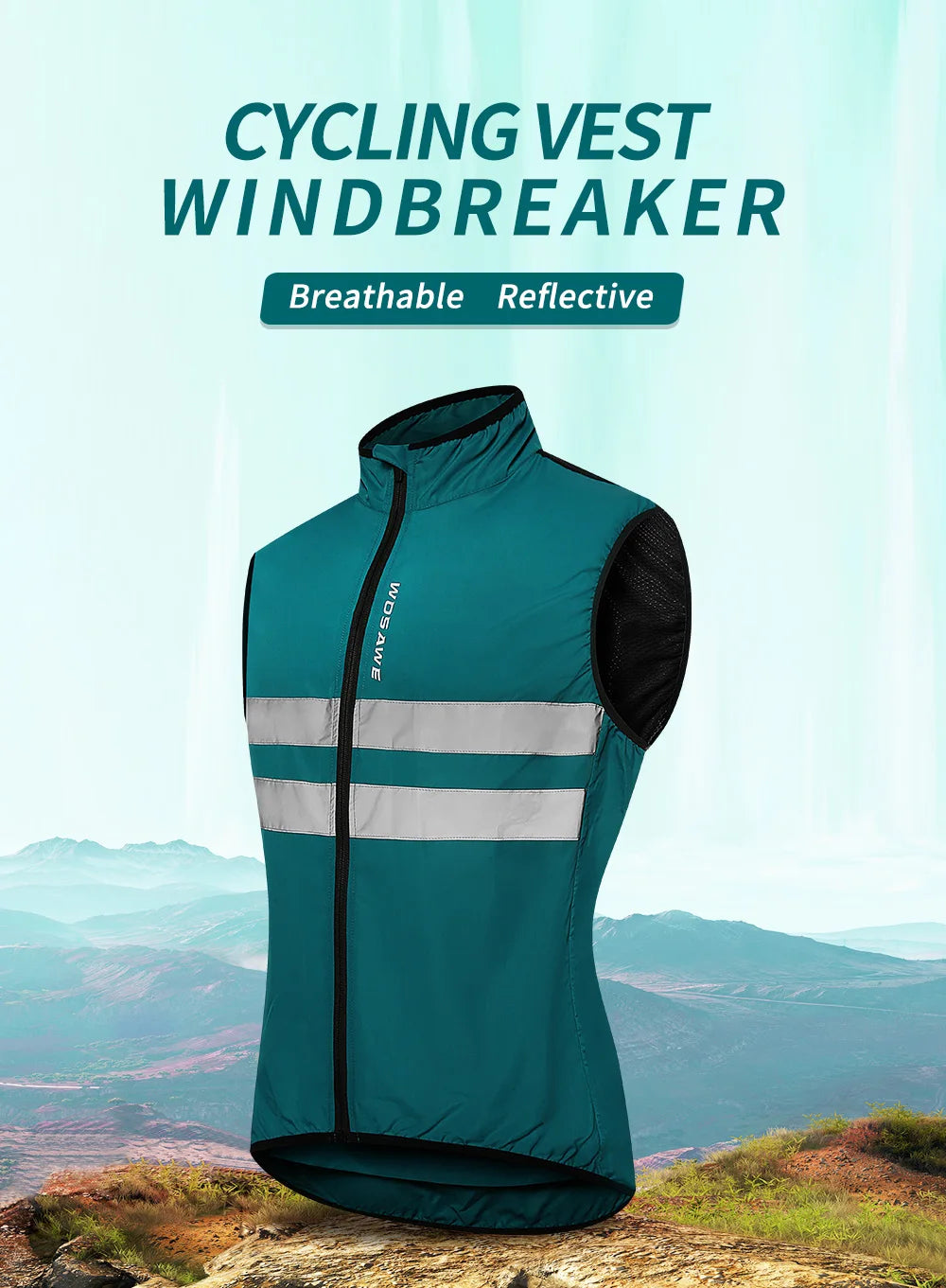 Gilet de cyclisme coupe-vent sans manches — automne, VTT, vélo, léger, respirant