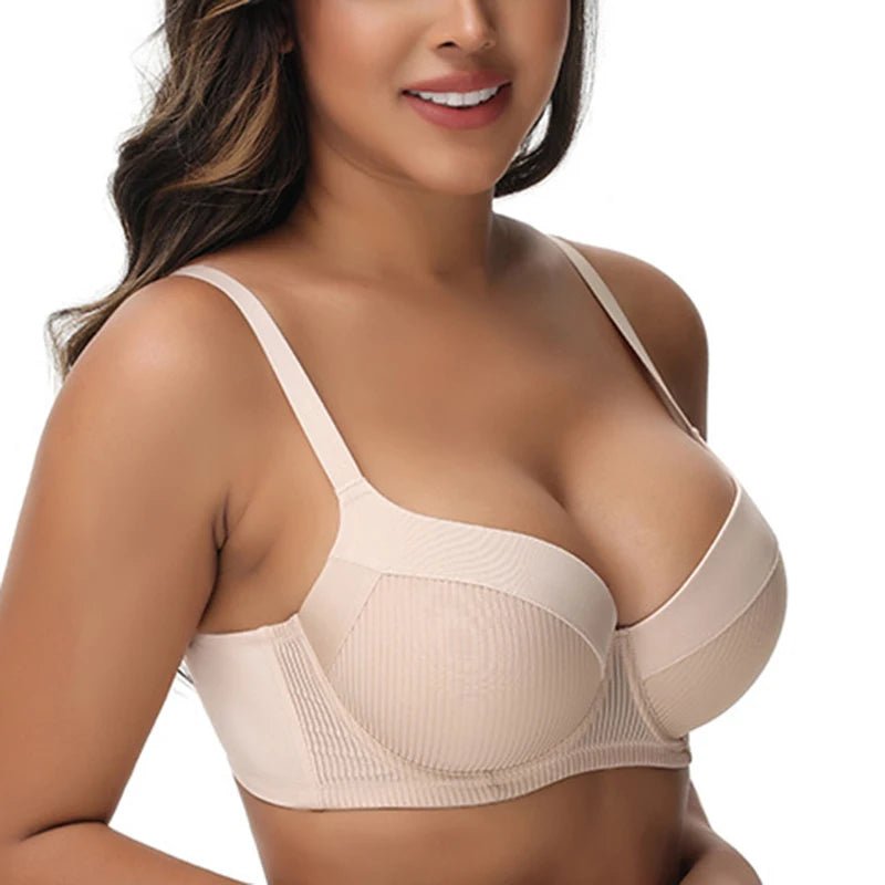 T-shirt Push Up grande taille pour femmes, soutien-gorge à armatures, Lingerie de soutien légèrement rembourrée, 75 80 85 90 95 B C D E F