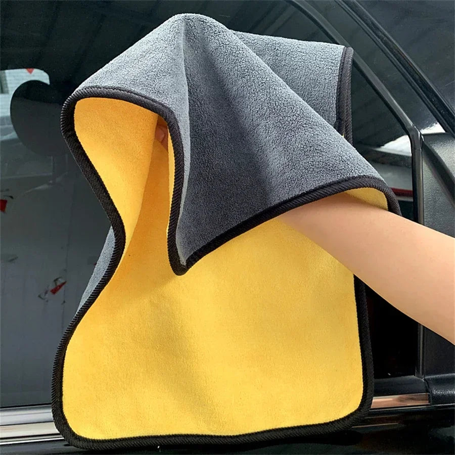 Serviette de nettoyage en microfibre épaisse, chiffon de séchage doux, serviettes de lavage de carrosserie de voiture, chiffons de nettoyage Double couche, accessoires de voiture, 1/2/6/10 pièces