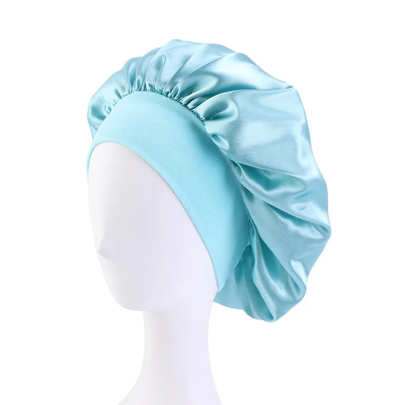Bonnet de nuit en Satin à large bord, Bonnet soyeux, enveloppe de cheveux pour dormir, avec bande élastique souple, outil d'emballage des cheveux, nouvelle collection