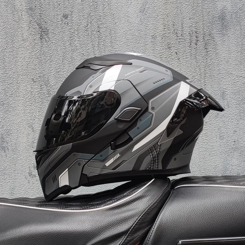 ORZ Motorcycle Helmets Dual Visors DOT Approved Modular Flip Up Helmet Full Face Motorcycle Racing Helmet Motocross Helmet DOT