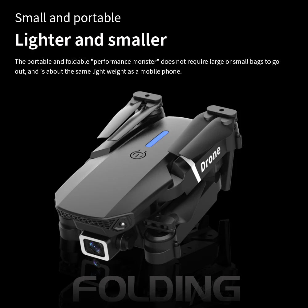 New E88 Pro 2026 Drone, 4K HD Dual Camera, FPV, 13 Minutes Flight Time, Long Range, Foldable RC Quadcopter, Mini E88 Pro Drone, Boys' Toy
