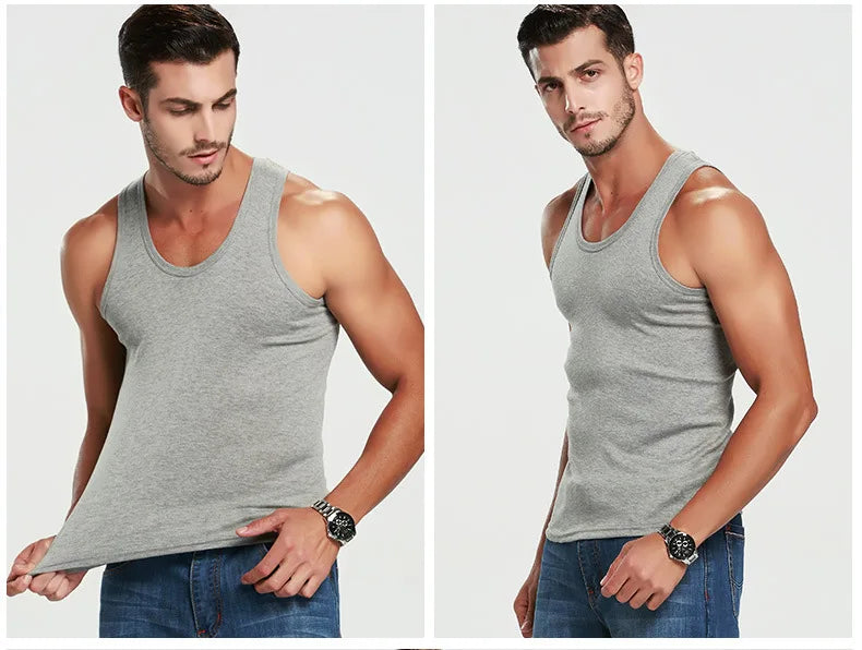 1 Pack de débardeurs en coton pour hommes, quatre saisons, style simple, pour adolescents, sport, fitness, t-shirt décontracté sans manches pour hommes d'âge moyen
