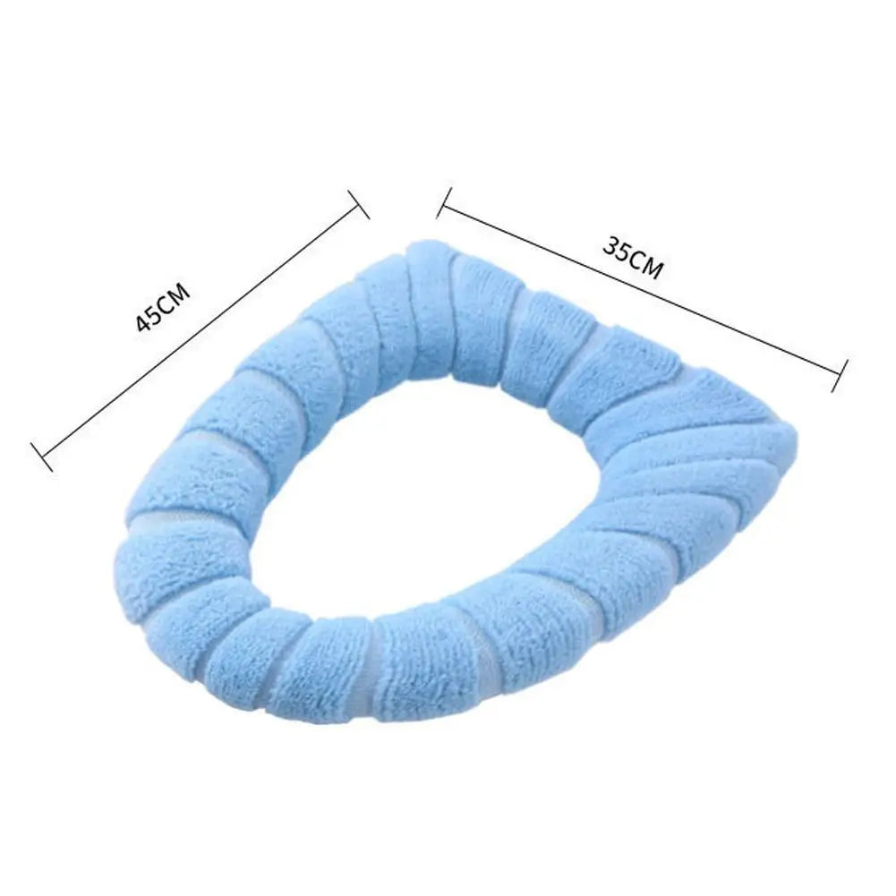 Housse Siège Toilette Hiver Tricot Doux — Lavable Forme O 37x44cm Salle Bain