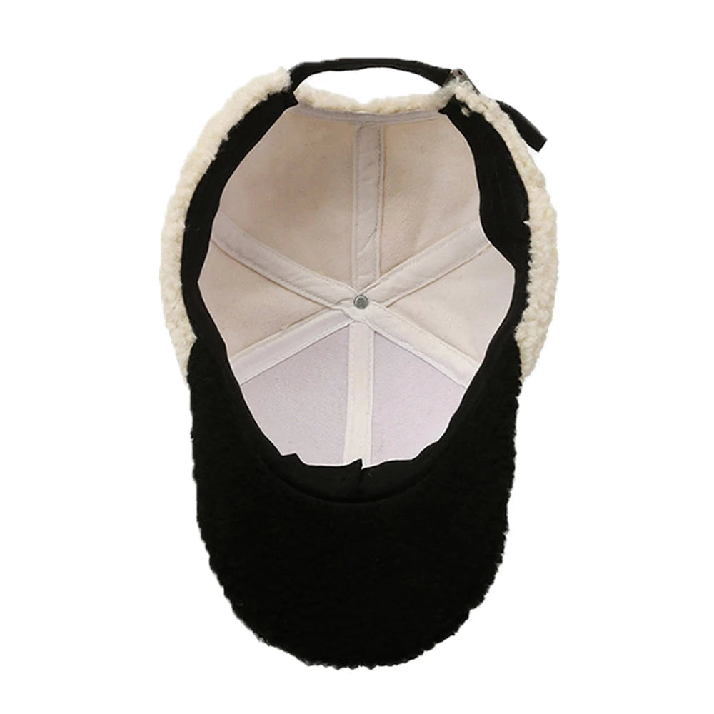 Gorras de béisbol de invierno a la moda en blanco y marrón para hombres, gorros de lujo de lana de cordero para mujeres, sombrero de golf a prueba de viento para exteriores, gorra para hombre