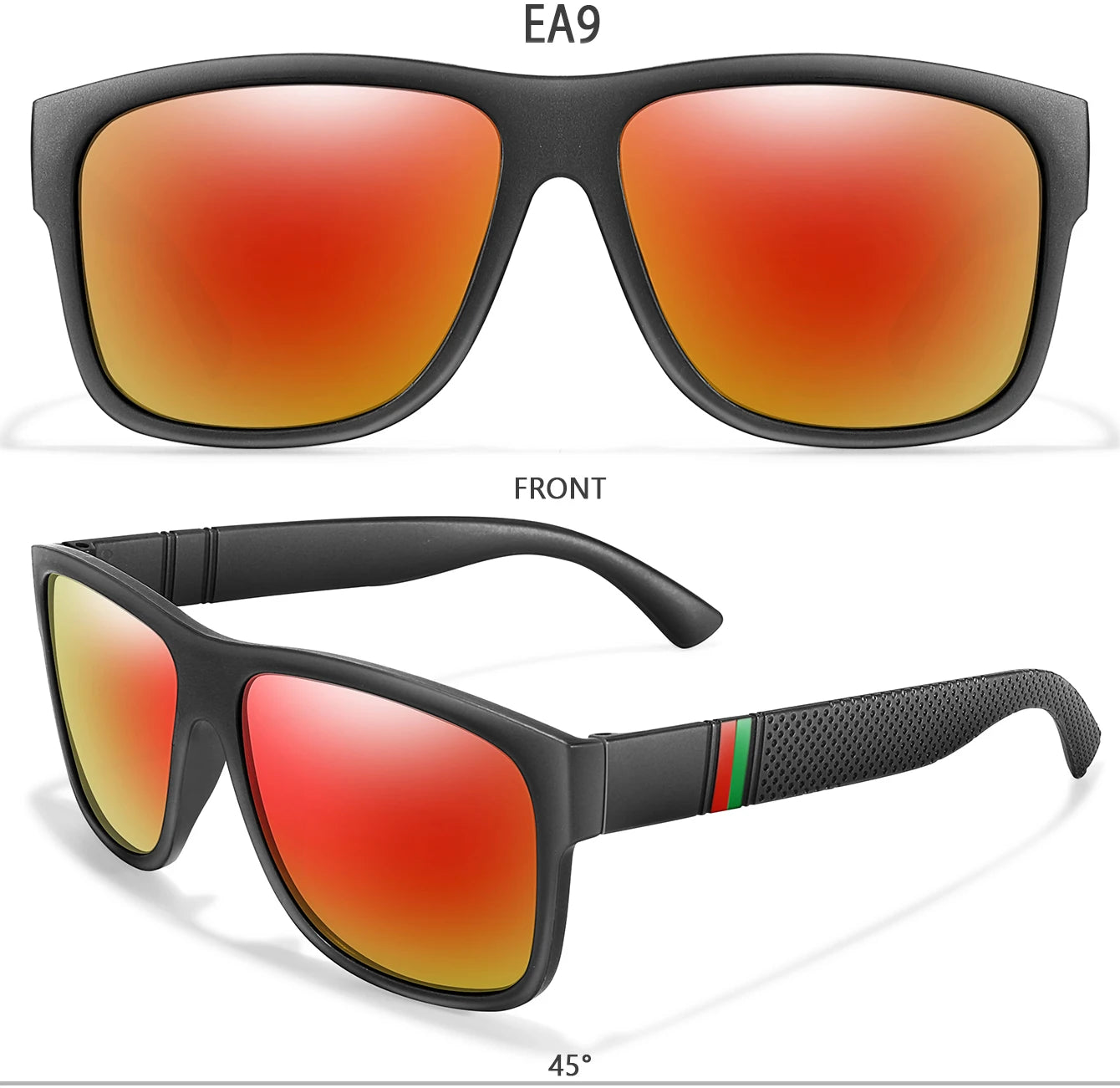 Lunettes de soleil polarisées carrées pour hommes, marque classique, pour la pêche, la conduite en plein air, le cyclisme, la course, Vintage, grand cadre, UV400