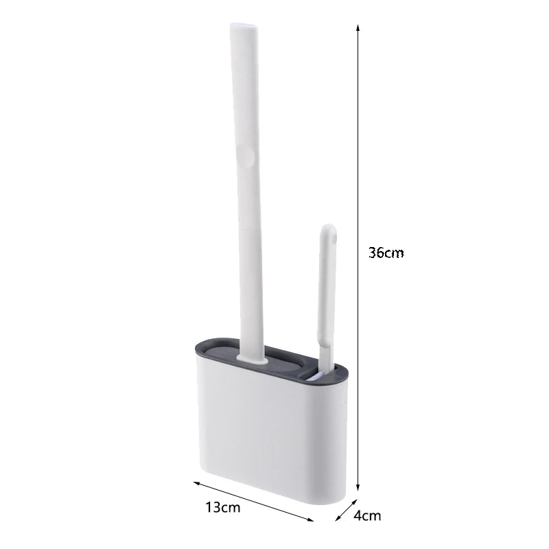 Brosse de toilette murale avec support, brosse de toilette en silicone à long manche, poils souples, accessoires pour livres et WC