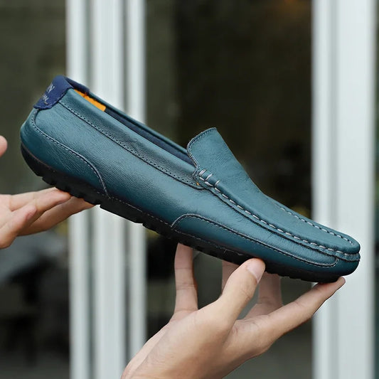 Breathable Genuine Leather Loafers Casual Moccasins Men's Leather Shoes Slip-on Italian Formal Driving Flat Shoe Men
