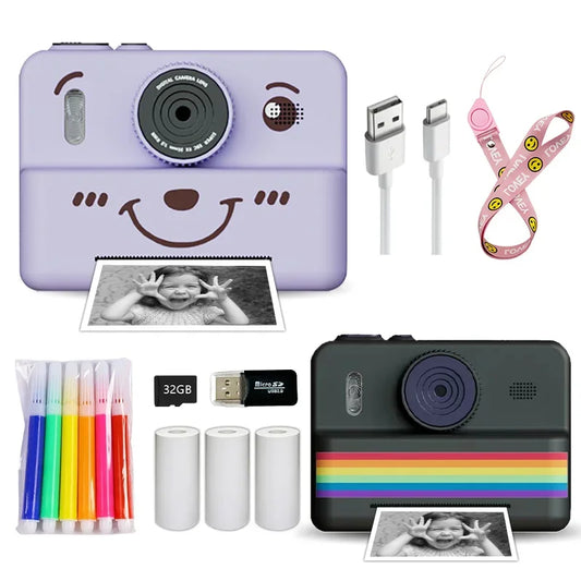 Appareil photo numérique pour enfants avec imprimante instantanée, mini imprimante, écran 2,8 pouces, vidéo, imprimante thermique portable, appareil photo pour enfants avec imprimante