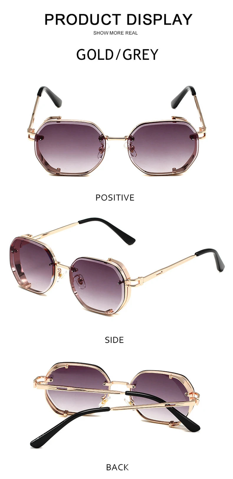 Lunettes de soleil carrées punk pour hommes, nuances rétro, luxe, mode vintage, steampunk, 2023