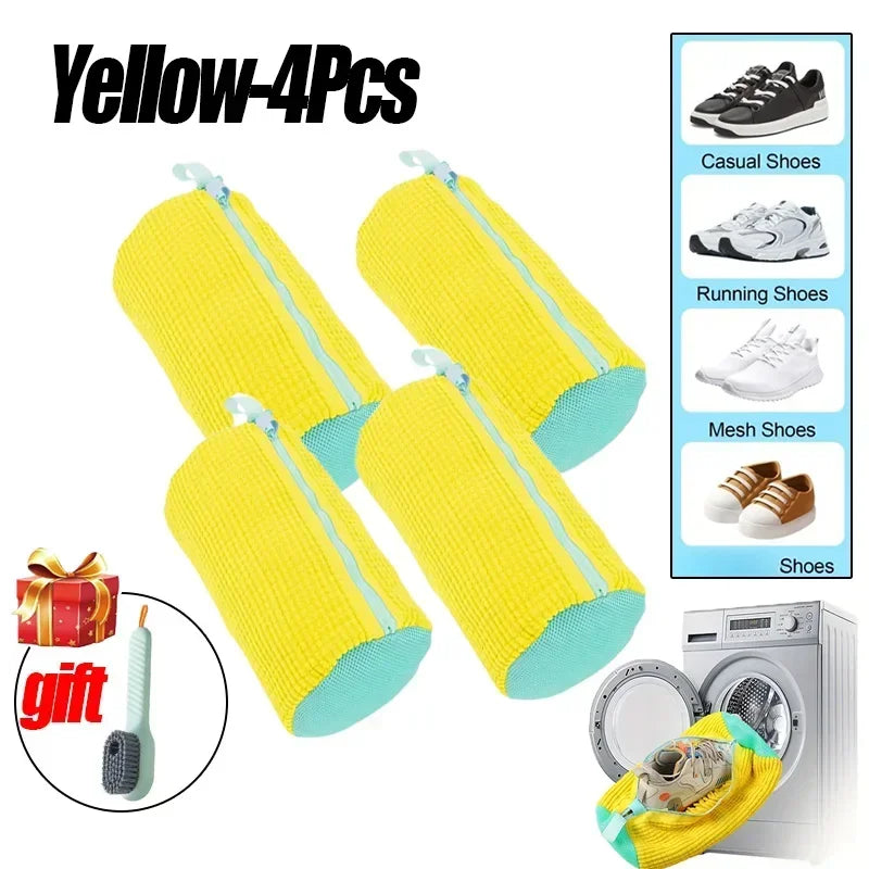 Sacs à linge, sac pour Machine à laver les chaussures, avec fermeture éclair, avec riche peluches à l'intérieur, parfait pour les baskets et les chaussures décontractées
