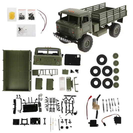 WPL B-24 Peugeot Remote Control Military Truck DIY Off-Road Version B24 RC Car 4-Wheel Bumoso Drive Climbing GAZ-66 Vehicle Toy Gift for Boy
