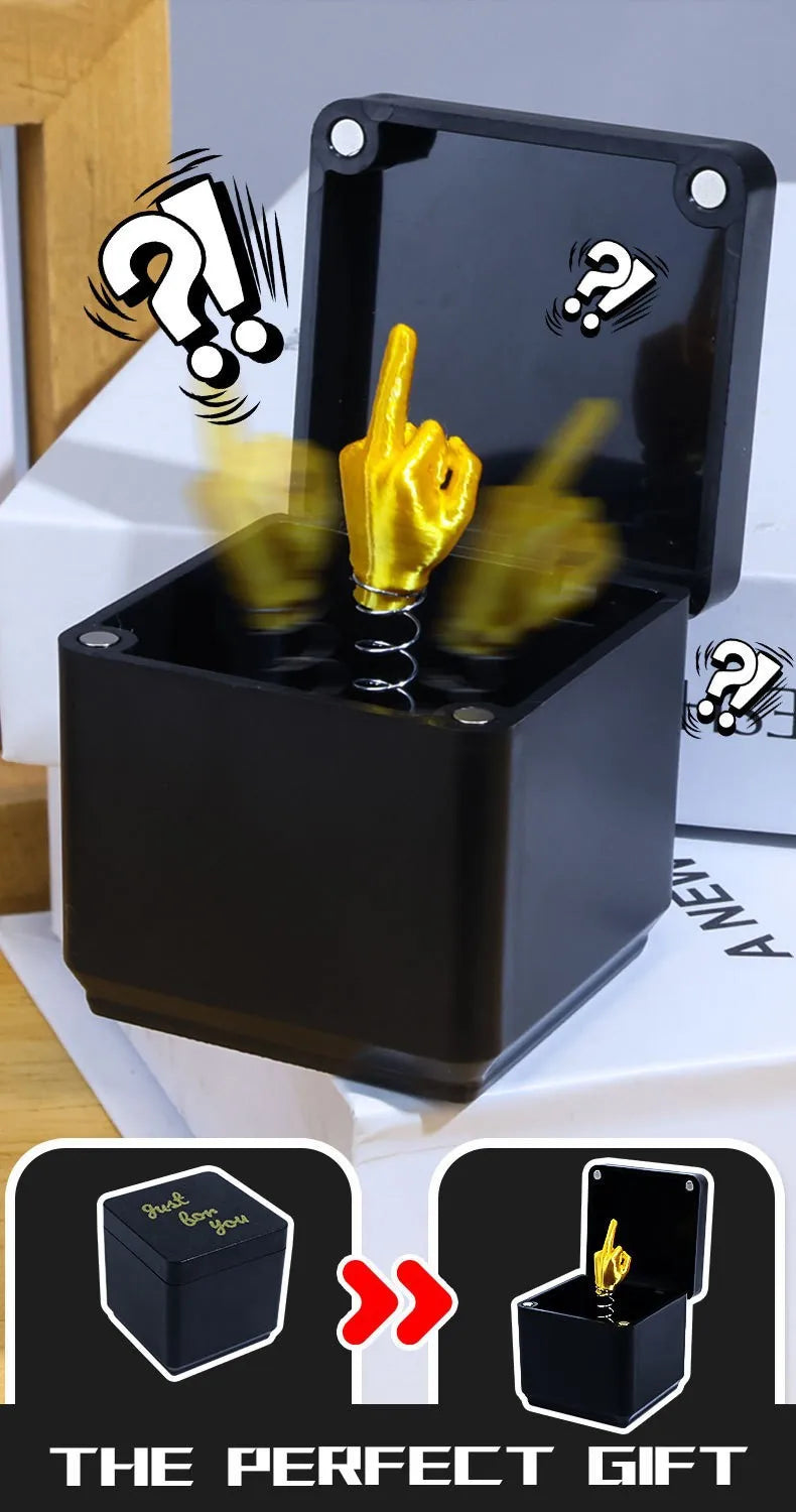 Cadeau de farces de noël intéressant, doigt du milieu dans la boîte, cadeaux créatifs amusants, décoration de bureau, de maison