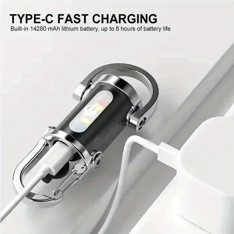 Mini Lampe de Poche Porte-clés Rechargeable COB — Camping, Randonnée & Urgence