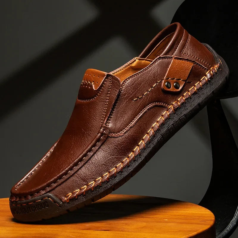 Men's Leather Loafers, Italian Driving Shoes, Breathable, Handmade, Casual