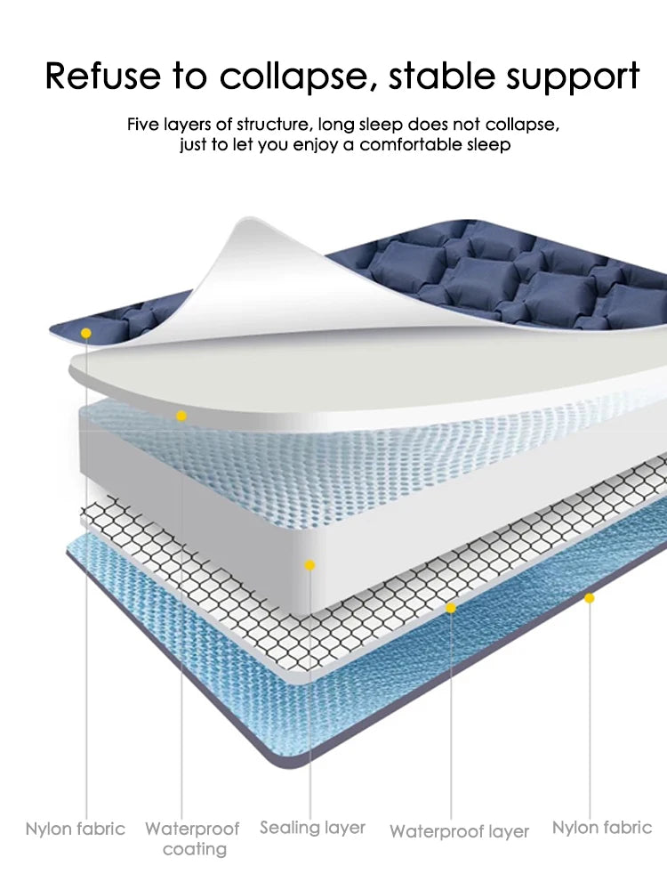 Tapis de couchage pliant pour Camping en plein Air, matelas gonflable de plage avec oreillers, tapis d'air ultraléger pour voyage et randonnée, nouveau